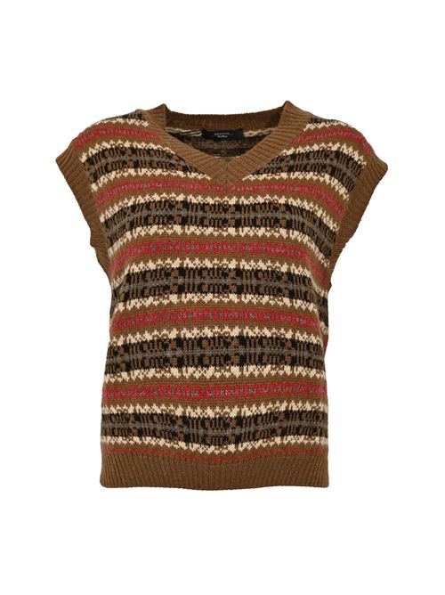 Gilet Fleres in jacquard di alpaca e lana Cammello WEEKEND MAX MARA | 2525356022600027